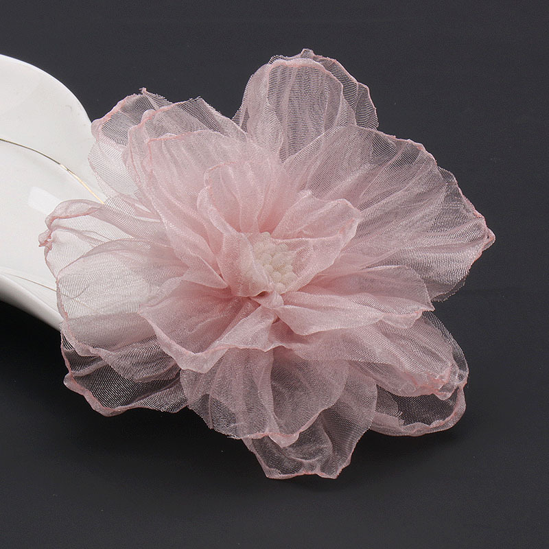 꽃 원단 머리핀 두 핑크