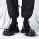 Vintage Leather Shoes Men's Thick Sole Height Increasing Men's Shoes Black Low-top Men's Business Casual Round Toe Leather Shoes fleece-lined Leather Boots