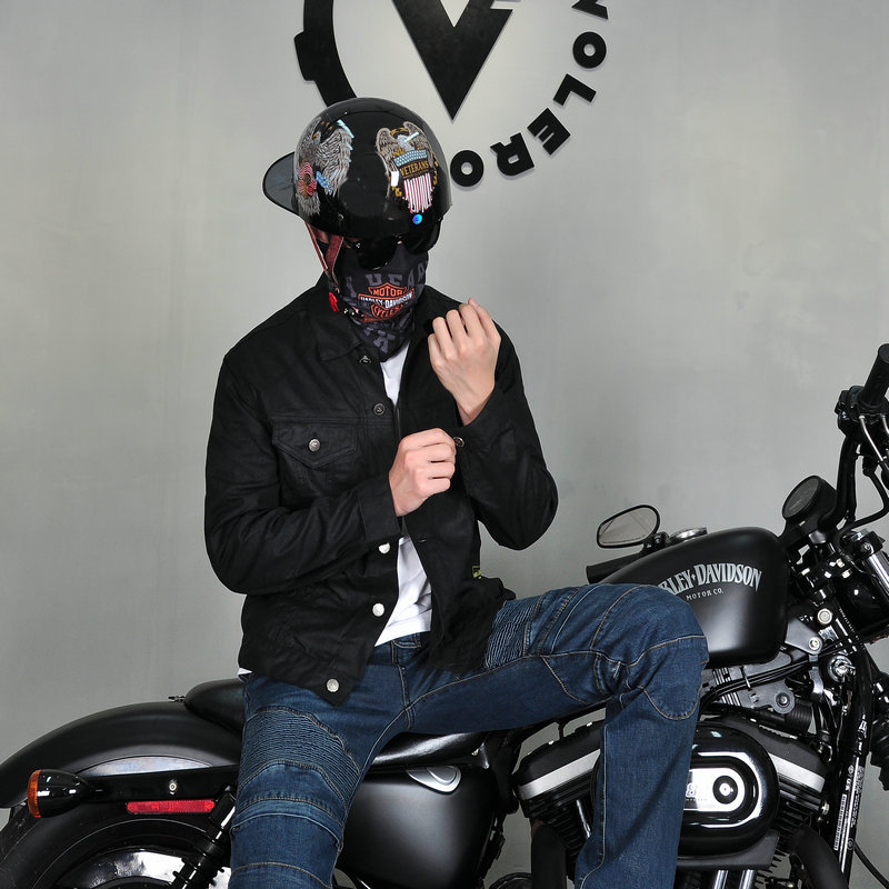 VOLERO motocicleta ciclismo traje hombres y mujeres casual vintage recubierto aceite de cera Otoño e Invierno chaqueta de la motocicleta traje anti-caída longitud de la manga
