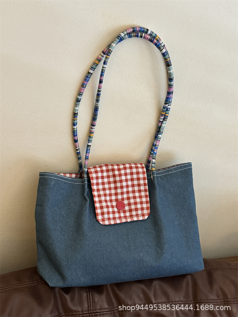 Denim colorful rope small shoulder bag [no pendant]