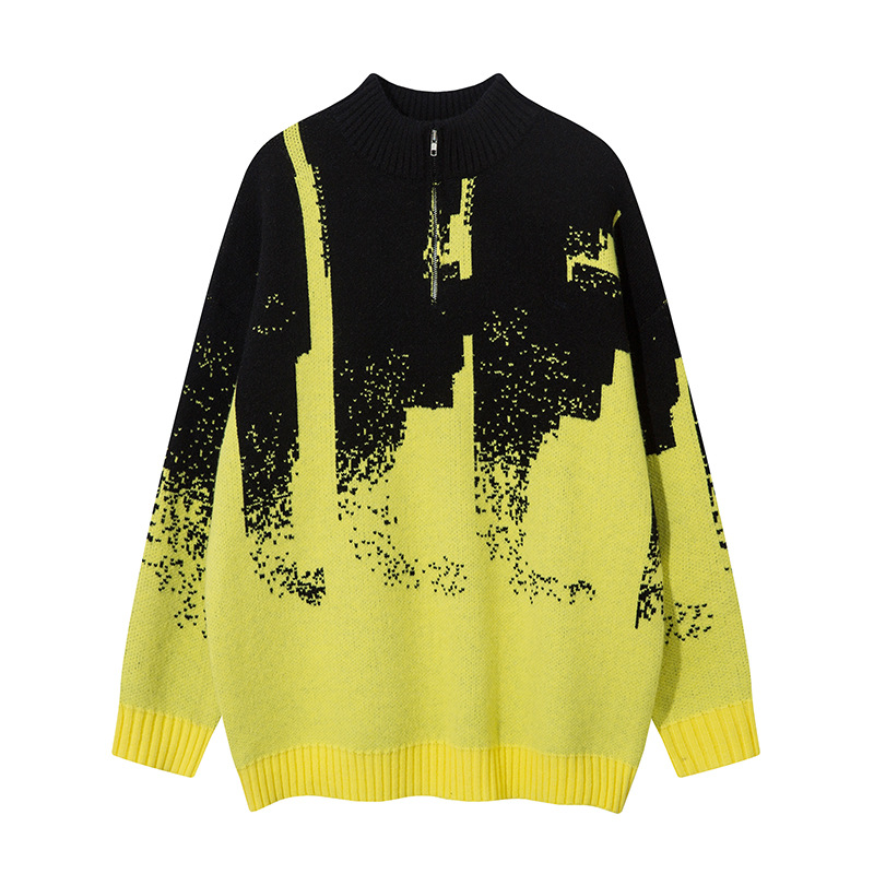 Herrenbekleidung Herbst und Winter Langarmpullover Street Trend Lockerer halboffener Kragen Trendige Strickoberteile für Herren und Damen_voghion.com