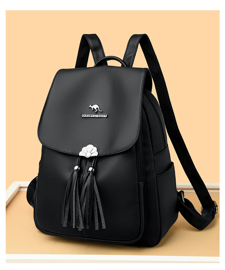 2024 new atmospheric student for women, and casual, versatile, large capacity soft leather, fashionable travel backpack_voghion.com