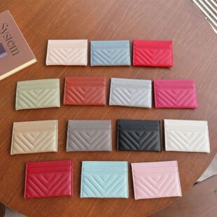 European and American fashion card package card V embroidery driver's license card set caviar leather cover card package business card multi-card clip powder