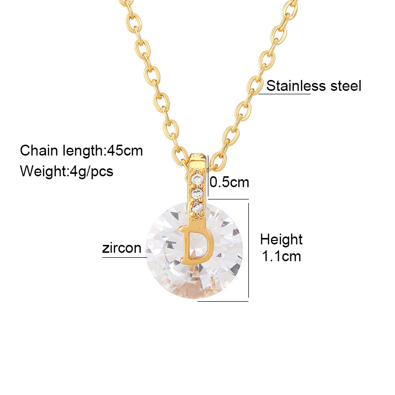 Fashion Simple Inlaid Zircon Letter D Stainless Steel Necklace display picture 1