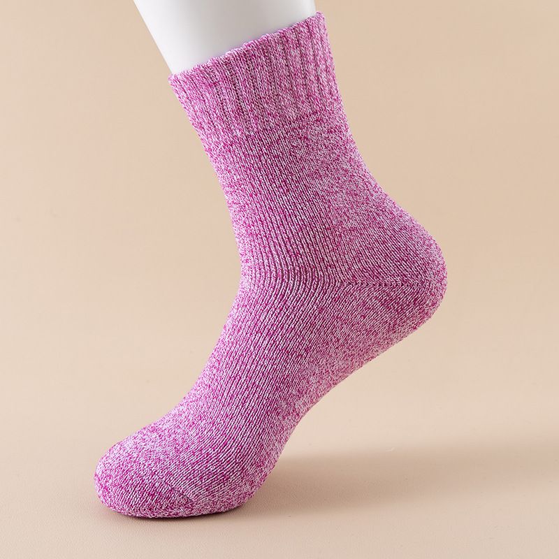 Calcetines de anillo para hombres de otoño y invierno más terciopelo grueso calcetines de piso de color sólido paralelo calcetines de toalla al por mayor transfronterizos