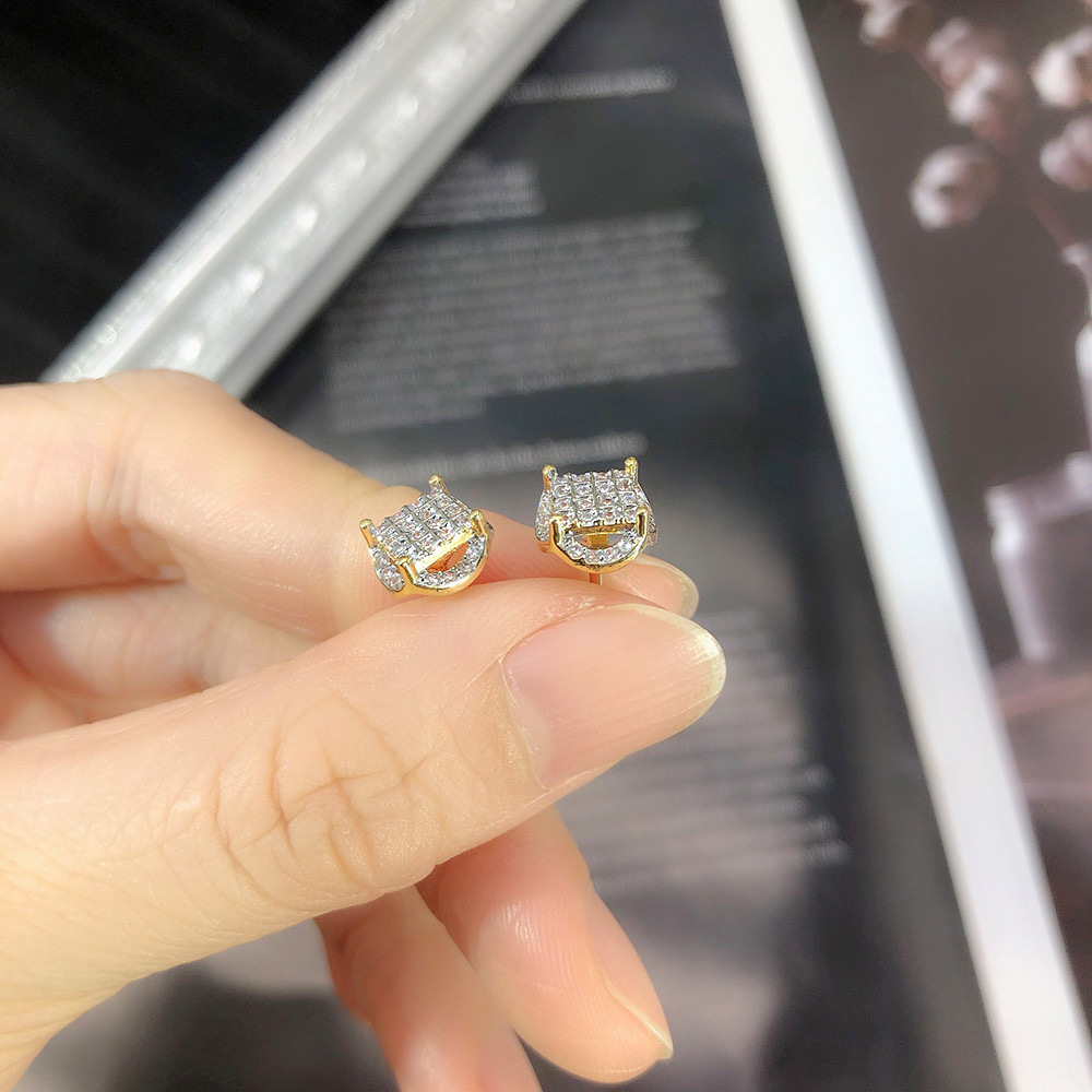 Fashion Square Copper Plating Inlay Zircon Ear Studs 1 Pair