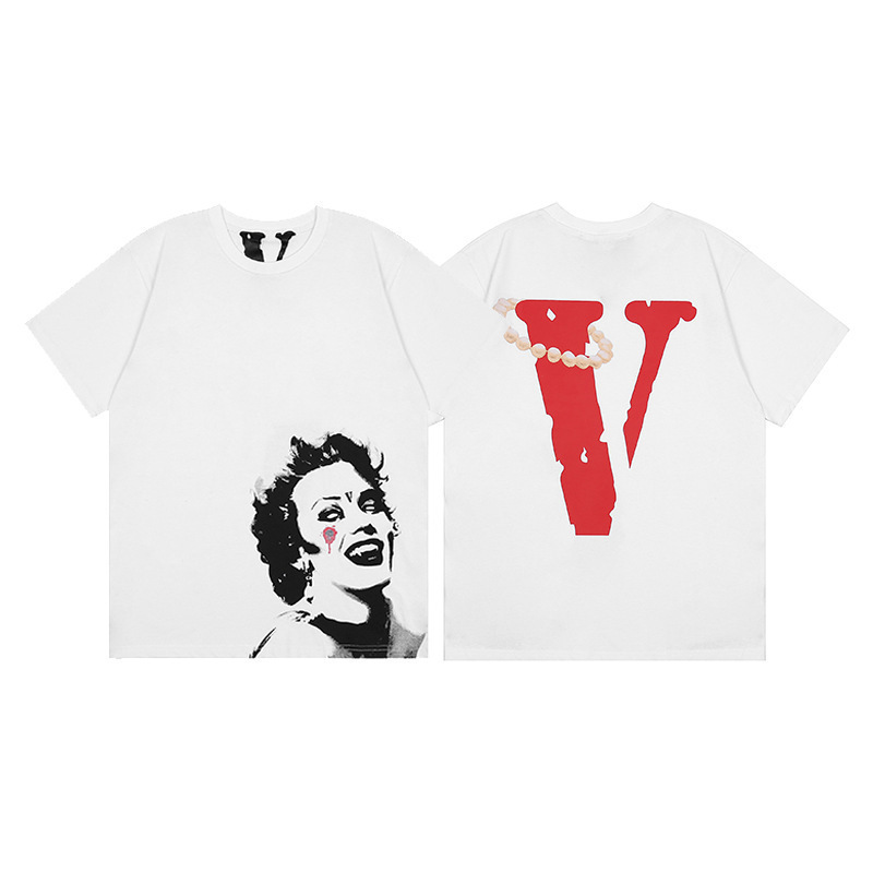 外単VLONE FOG潮牌大v字母Logo桜半袖スケッチ刺繍唇印落書きプリントtシャツ|undefined