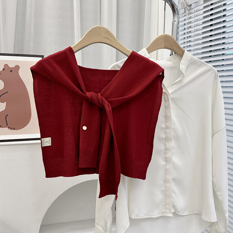 Nuevo estilo coreano Dongdamen sólido chale de punto para mujeres primavera y otoño con cardigans delgados de verano bufandas de nudos
