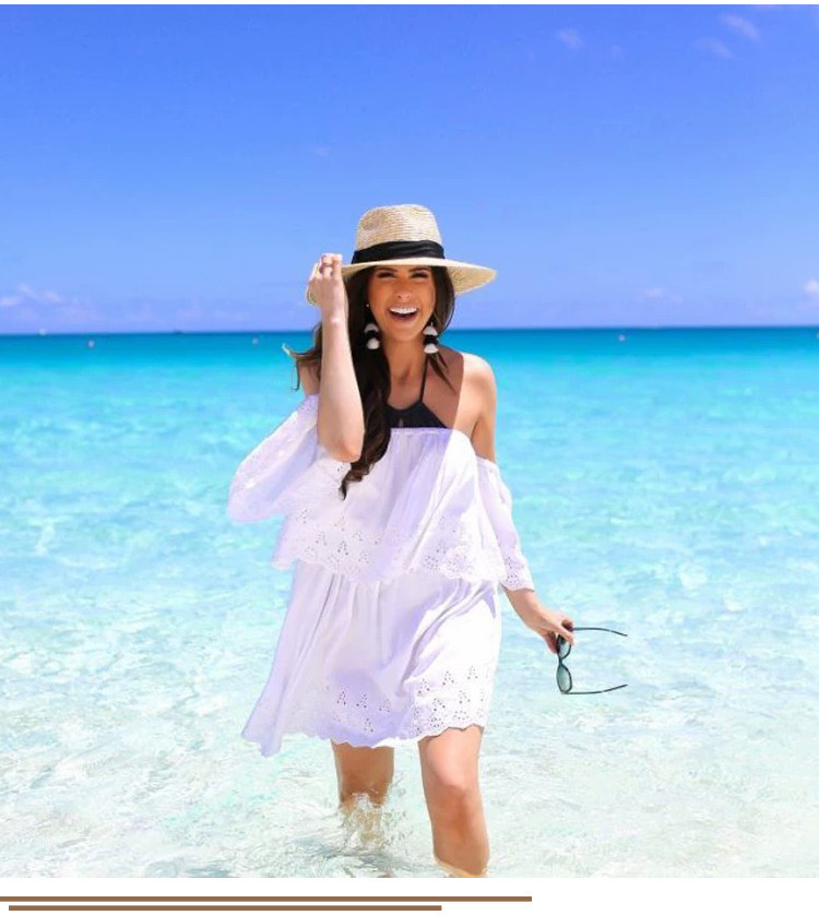 Summer Straw Panama Hat Sun Protection Wide Brim Beach Fedora_voghion.com