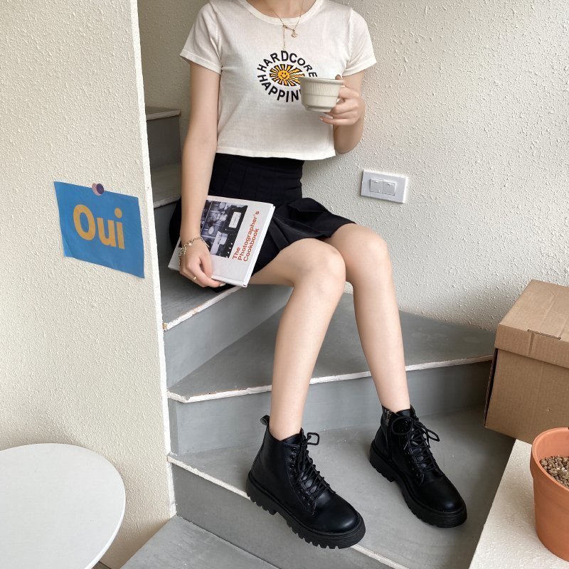 Schwarze Damen Overknee Stiefel Britischer Stil Frühling Trend_voghion.com