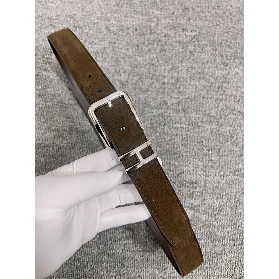 Brown suede silver buckle