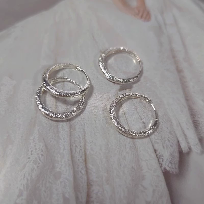 Корейские простые серьги из стерлингового серебра S925, сверкающие серьги, матовые серьги, круглые серьги