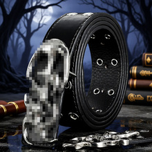 跨境欧美男女情侣时尚韩版镂空四方珠气眼镂空百搭休闲朋克裤腰带