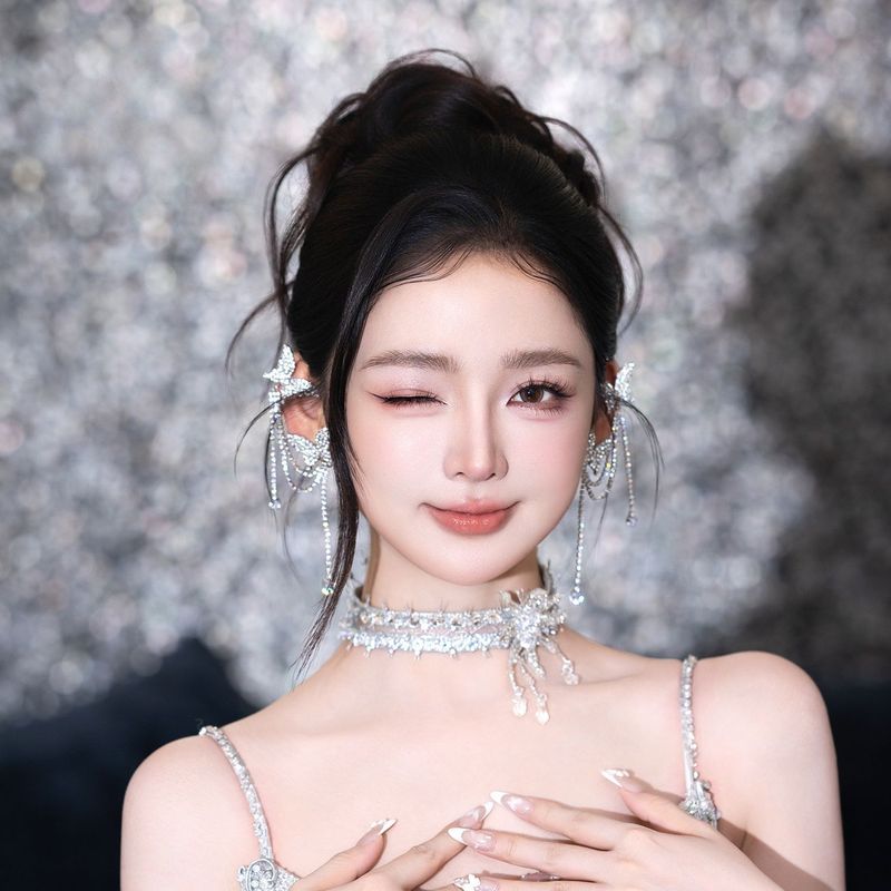 新款蝴蝶韩婚礼水钻合金耳环耳夹新娘婚纱跟妆时尚日常搭配耳饰品|undefined