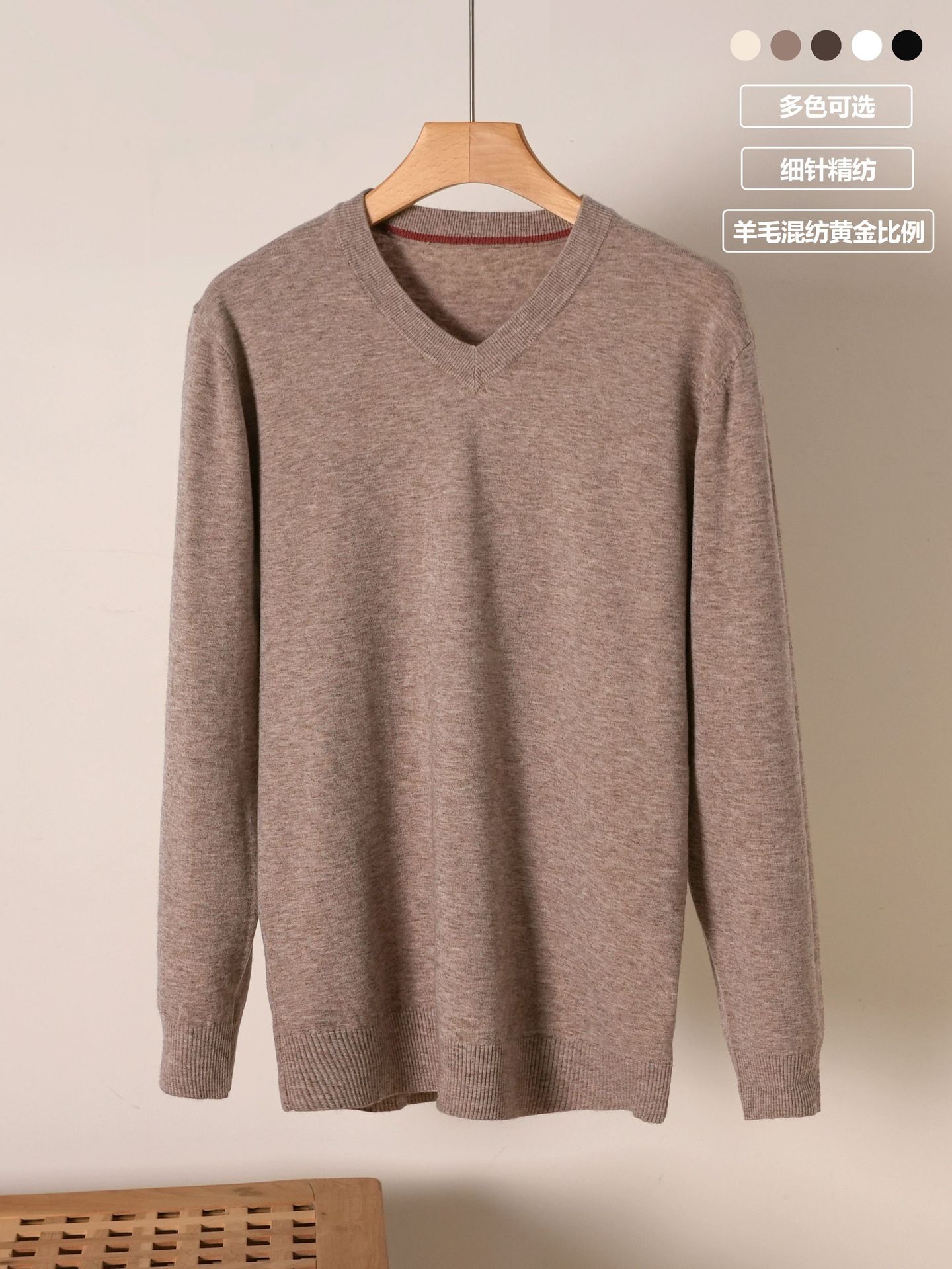 Transfronterizo de hombre otoño y invierno 2025 nuevo hombre cuello en V suéter de lana casual suéter de overhead suéter de punto camisa superior