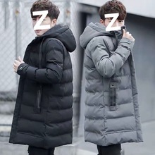 羽绒棉服冬季加长棉大衣男士中长款过膝加厚大码青年连帽大棉袄子