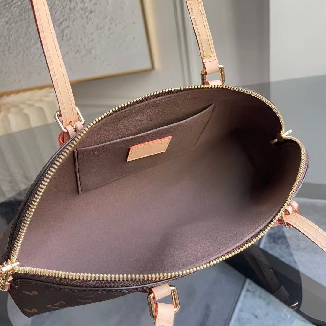 New Monogram Retro Shell Underarm Bag Squire East West Bowling Bag Versatile Commuter Shoulder Bag - Thumbnail 4