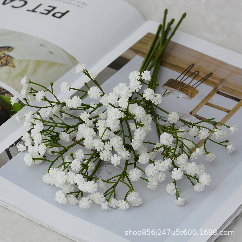 Simulación Gypsophila decoración de bodas estilo ins ramo de ramo de flores de goma suave sensación Gypsophila flor artificial flor falsa al por mayor