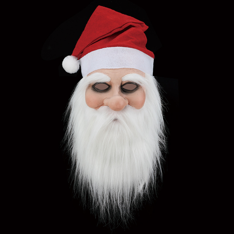 Máscara de Halloween sombrero de látex Santa Claus mismo casco de látex barba blanca viejo hombre máscara FIESTA DE Navidad