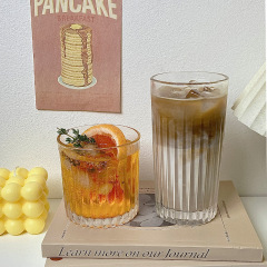 Bolimei Vertical Striped Glass Cup Insta-style Cafe American Latte Iced Coffee Cup Cold Brew Mocha Cup