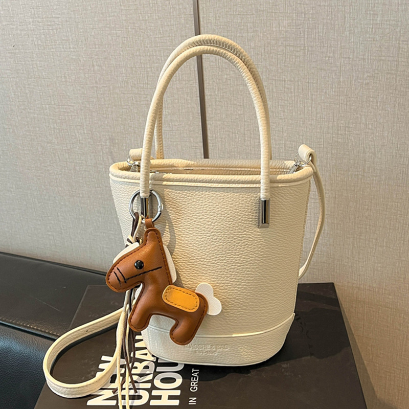 Versatile Soft Leather Bucket Bag Shoulder Crossbody Handbag_voghion.com
