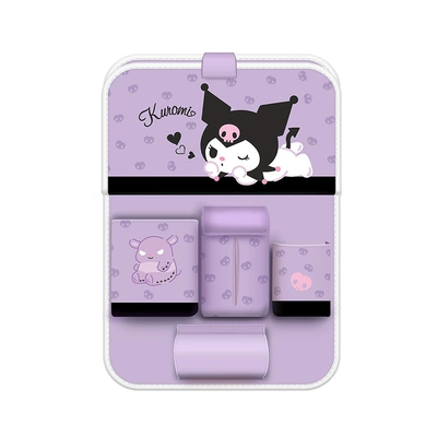 Cartoon fan-car storage bag/storage box car seat back multifunctional hanging bag with table paper towel storage (Car storage bag/box) - ku133-nifty-purple-without-barrel