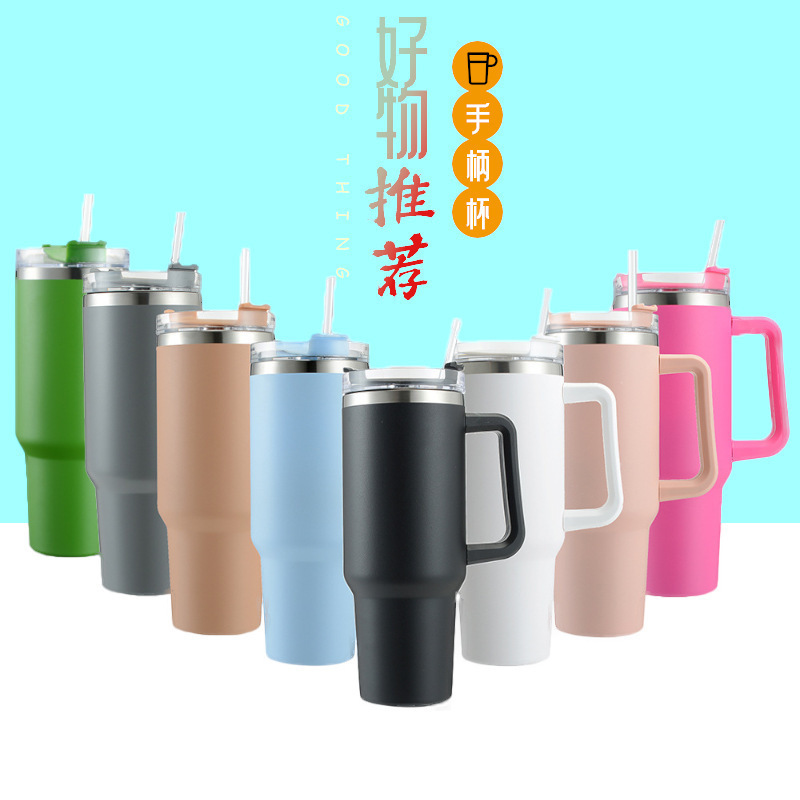 Transfronterizos al aire libre 40oz taza de hielo de acero inoxidable taza de paja de doble capa portátil de automóvil taza de calor comercio exterior venta al por mayor