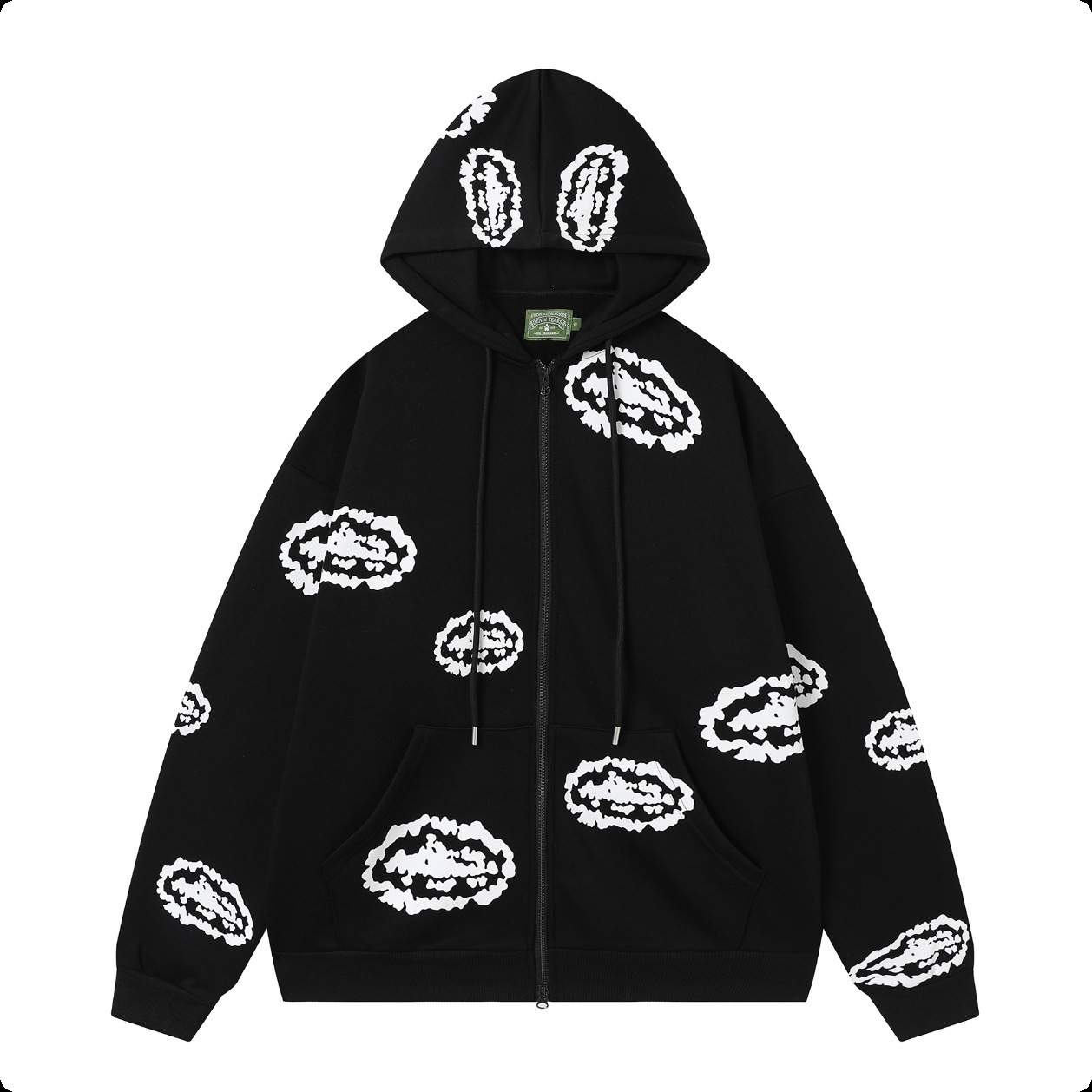 Denim Tears x Corteiz Island Wreath Zip Hoodie Black