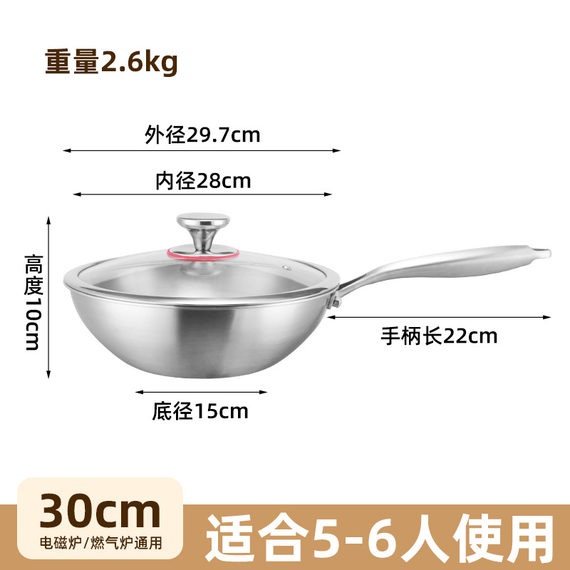Sin recubrimiento antiadherente olla de salsa 316 de acero inoxidable pequeño horno electromagnético de gas general en una pequeña olla de frita de verduras