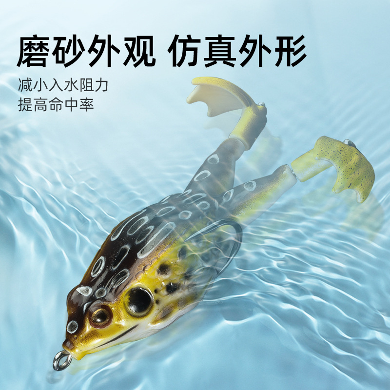 Cruzar la frontera biónica Lei Rana giratoria de agua tractor de superficie de acero de alto carbono doble gancho 9cm13g Luya cebo falso cebo suave