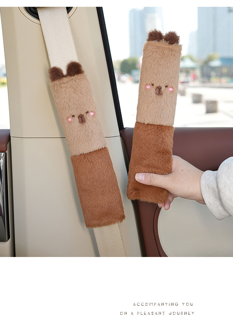 Manufacturer Customized Seat Belt Shoulder Pads Capibala Car Seat Belt Cover Plush Car Anti-Stranglehold Car Shoulder Pads
