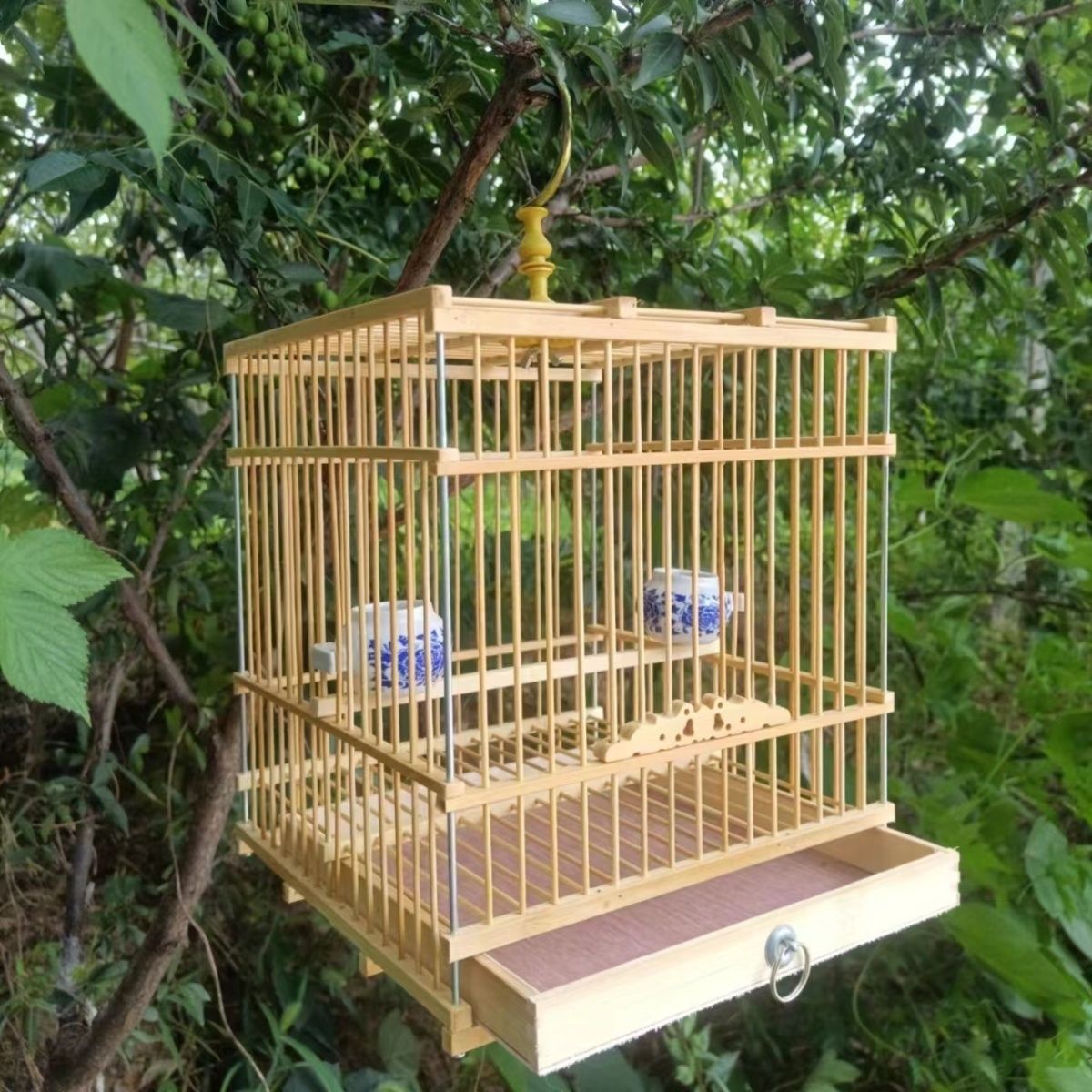 원래 대나무 노란색 범용 작은 사각형 케이지 21*21*24 액세서리