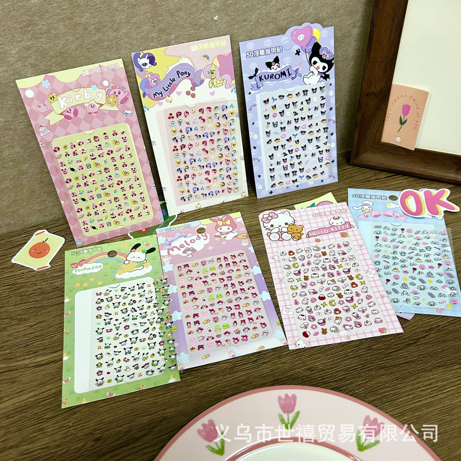 Niños Sanrio pegatinas de uñas niñas Cullome 5D relieve impermeable pegatinas de uñas decoración manual de pegatinas
