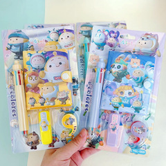 Egg Party Stationery Set with Eight-Color Pens, Notebooks, Gel Pens, Tape, Stickers, High-Quality Student Journal