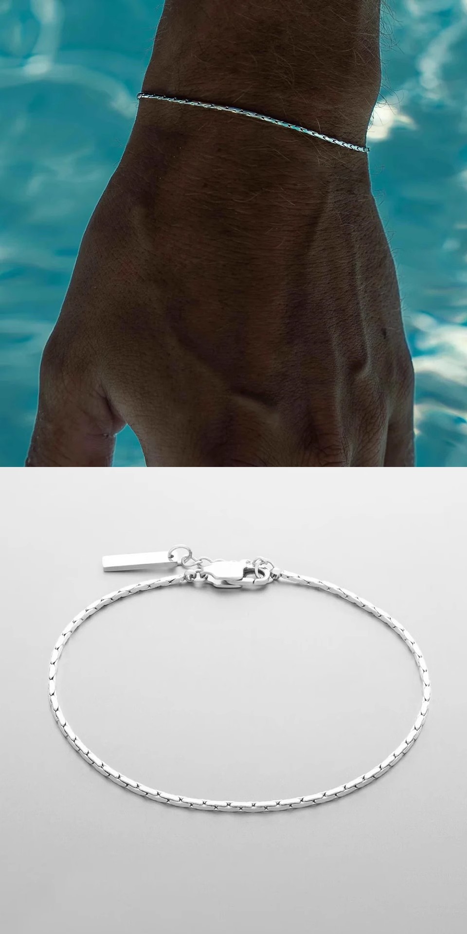 Minimalist Titanium Hammered Round Link Bracelet For Women_voghion.com
