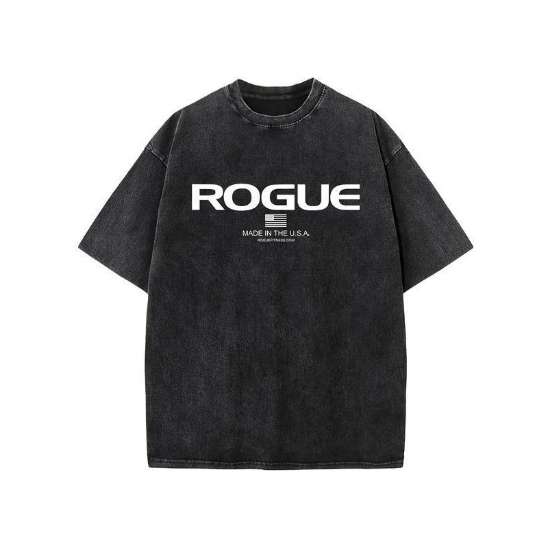 European Size Pure Cotton Women's T-Shirt Rogue Men's Heavy 220Gsm Vintage Washed Cotto
