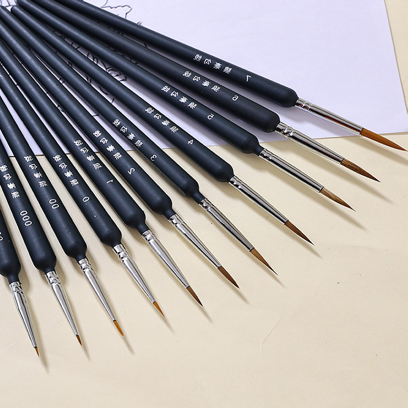 Cross-Border Wolf Hair Hook Pen Acrylic Gouache Digital Art Chinese Oil Paint Brush Manufacturer Wholesale Nail Art Hook Pen