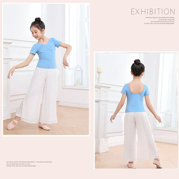 1620 short-sleeved haze blue + 1647 white wide-leg pants