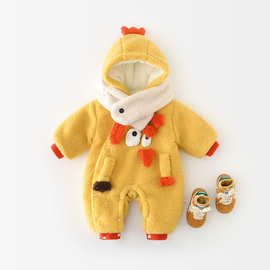 新款冬季婴儿连体衣可爱卡通保暖外出服男女宝宝加厚冬装