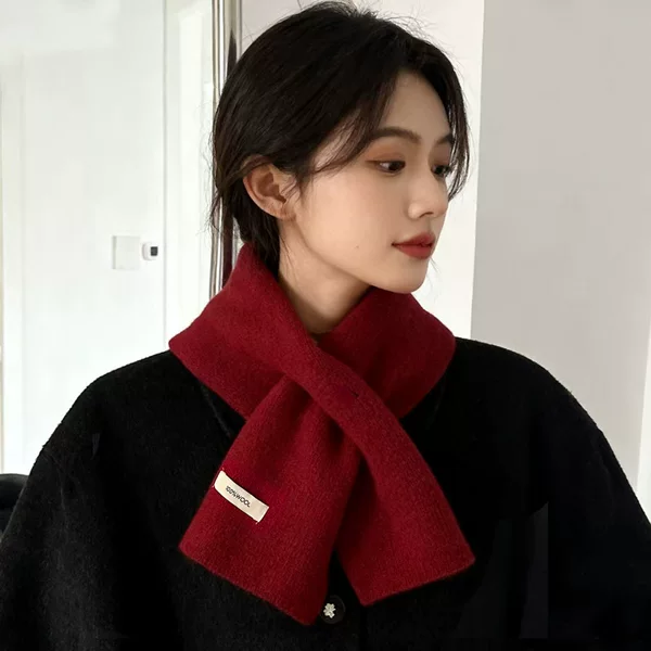 Pure Wool 100% Wool Scarf for Women, New Versatile Korean Style, Atmospheric Couple's Warm Cross Scarf Neck Scarf