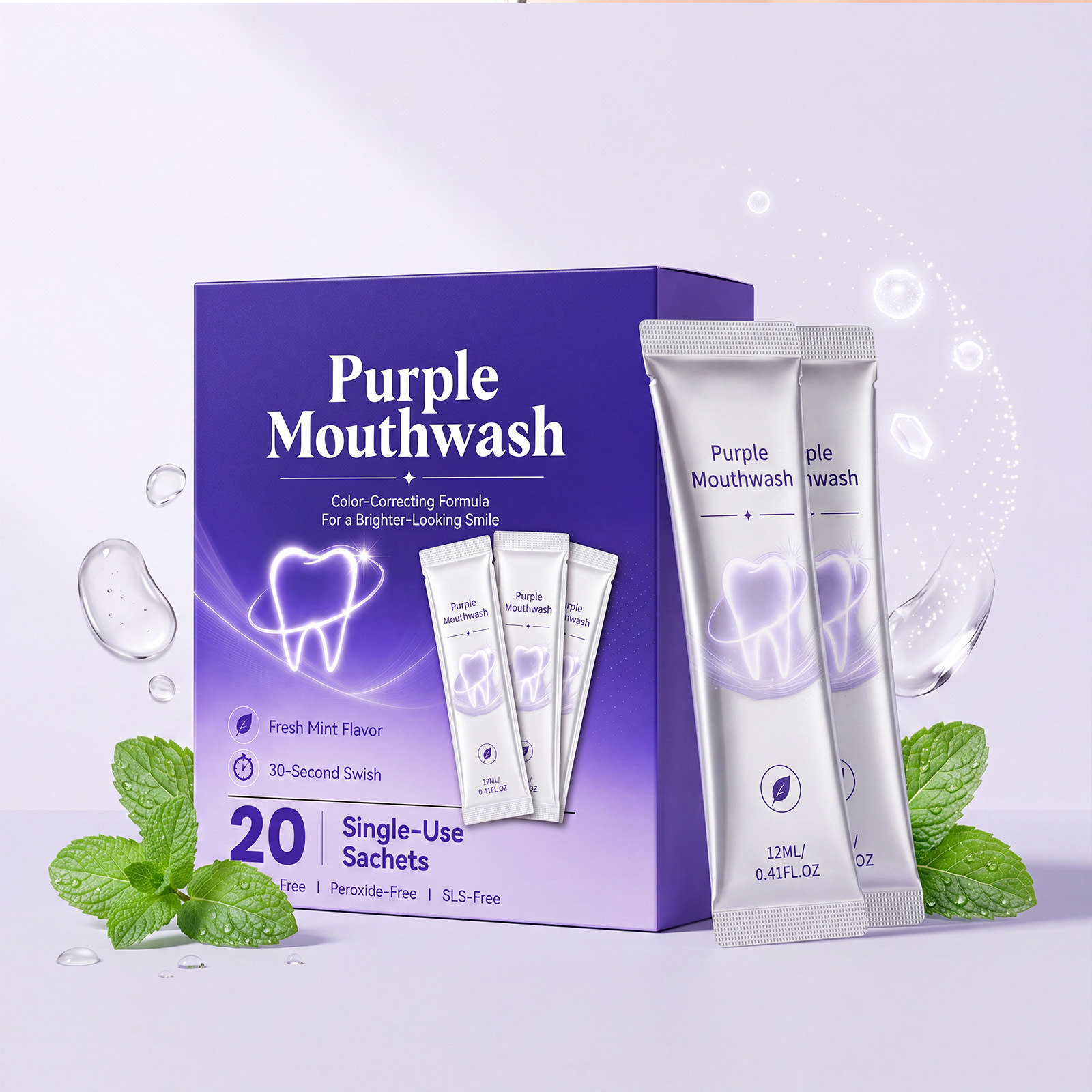Purple Mint Mouthwash Gently Cleans Oral Odor, Comfortably Cares for Fresh Breath, and Has a Refreshing Mint Aroma