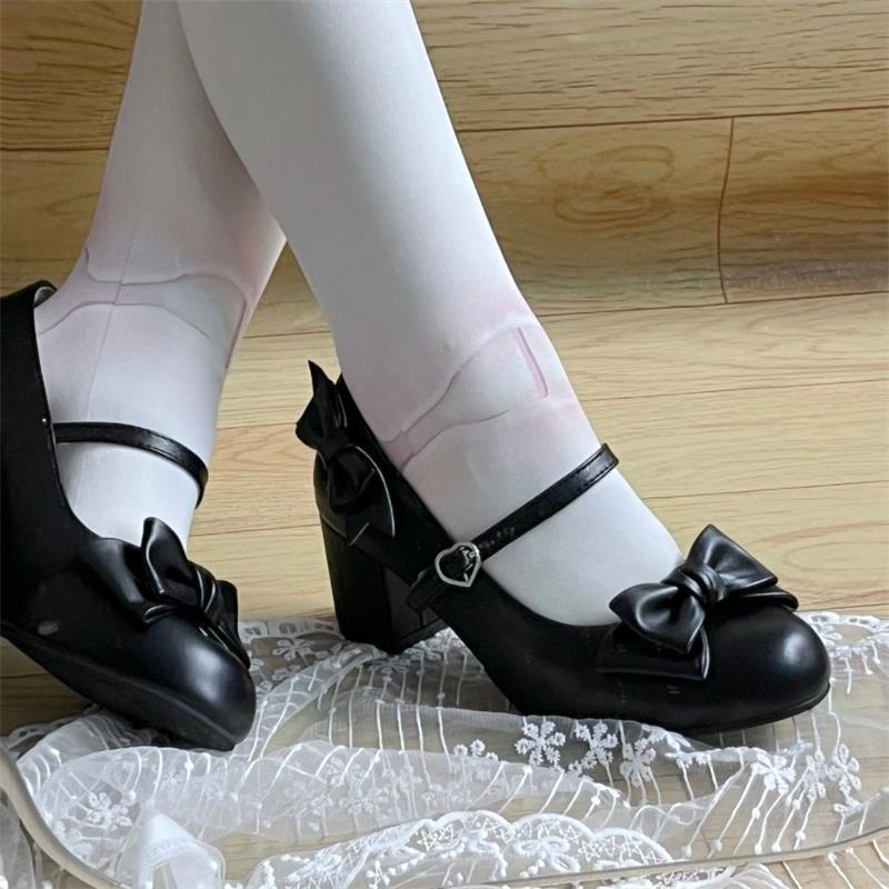 Nuevo Lolita dulce arco de marizhen cabeza redonda zapatos de lolita zapatos de cuero delgados elegantes japoneses