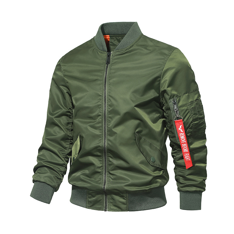 Chaqueta de vuelo transfronteriza hombres [Algodón/delgada] Primavera y otoño MA1 Fuerza Aérea chaqueta de béisbol uniforme color sólido chaqueta japonesa hombres