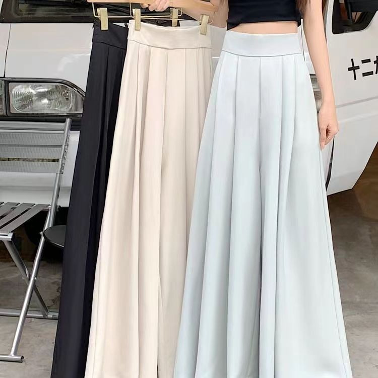 Women's 2024 Spring and Summer Thin Pleated Pants High Waist Draped Slimming Casual Trendy Skirt