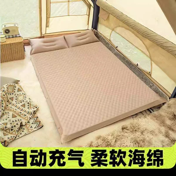 Self-inflating mattress for outdoor camping, portable air mattress for home use, sleeping pad for laying on the ground, camping moisture-proof tent mat