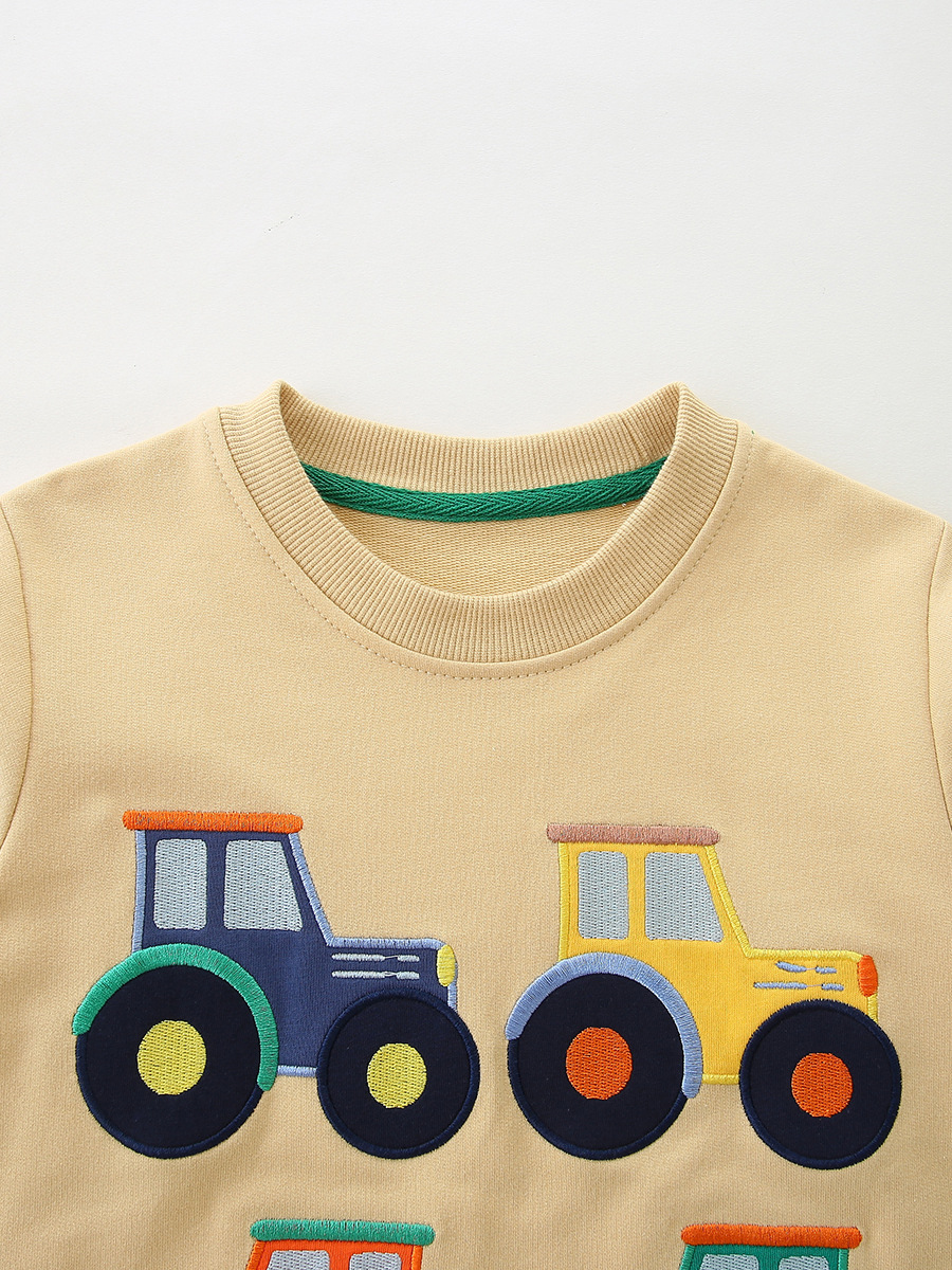 26 nuevos productos de otoño, sudaderas para niños, sudaderas de estilo europeo y americano con bordado de dibujos animados, sudaderas para niños de algodón tejido con cuello redondo.