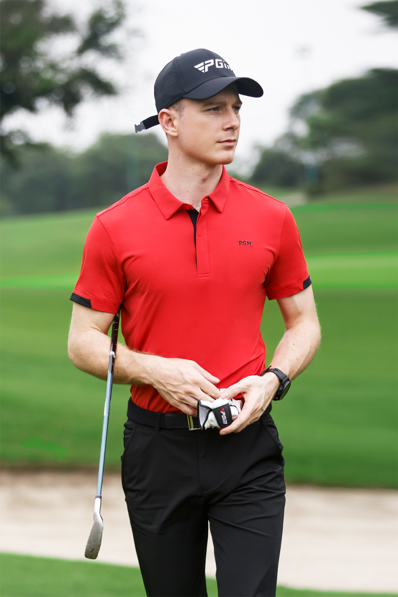 Áo thun golf nam ngắn tay PGM hút ẩm nhanh khô — YF587-màu trắng, YF587-Màu đen, YF587-màu đỏ chi tiết 14