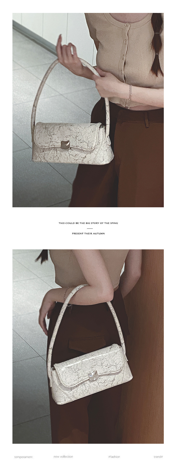 French Niche Design Underarm Bag Women's New 2023 Fashion Graffiti Shoulder bag high-level sense of all-match handbag_voghion.com