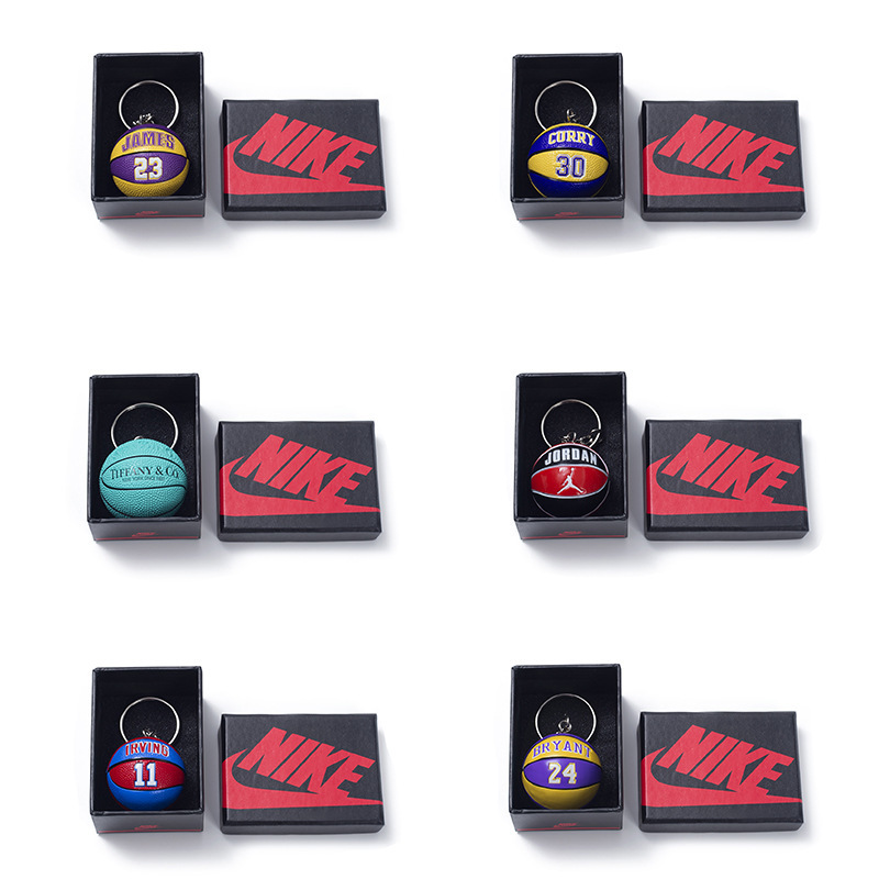 Basketball Fan Gifts Bulls Mini Keychain Cavaliers Thunder Warriors Lakers Backpack Pendant Gift Box for Couples