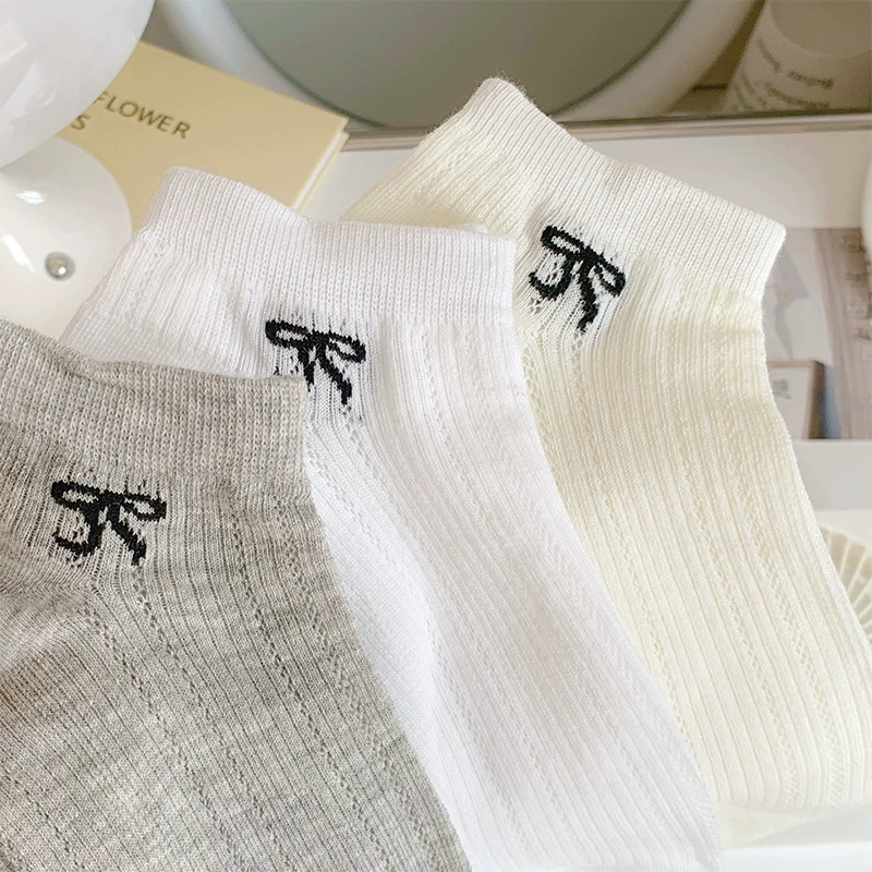 Breathable summer thin knee socks with bow